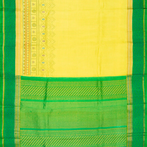 Yellow Handloom Chirala Silk Cotton Saree With Green Border-Yellow