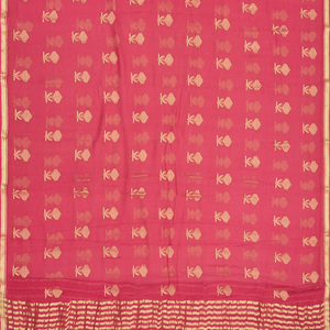 Peach Woven Mysore Chiffon Silk Saree With Floral Motifs-Peach
