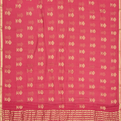 Peach Woven Mysore Chiffon Silk Saree With Floral Motifs-Peach