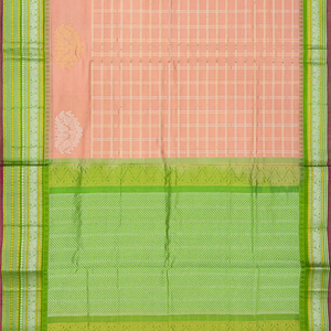 Light Peach Handloom Chirala Silk Cotton Saree With Annam Motifs-Light Peach