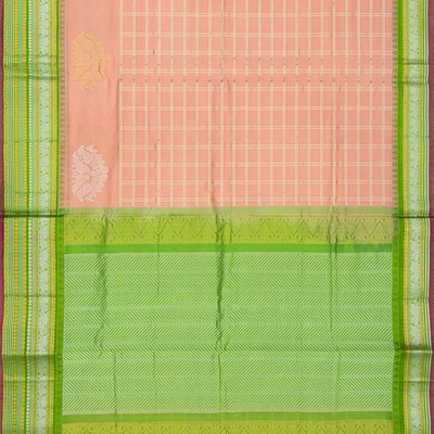 Light Peach Handloom Chirala Silk Cotton Saree With Annam Motifs-Light Peach