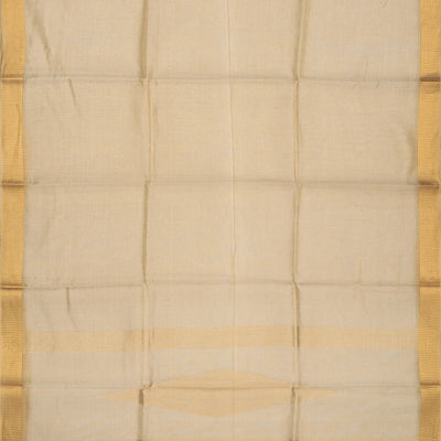 Taupe Blended Tussar Tissue Saree With Zari Border-Taupe