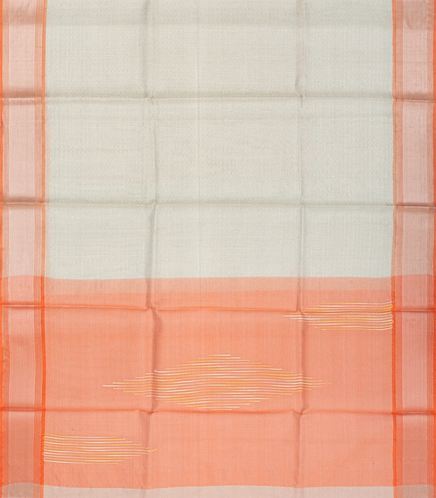 Grey Blended Tussar Tissue Saree With Peach Border-Grey
