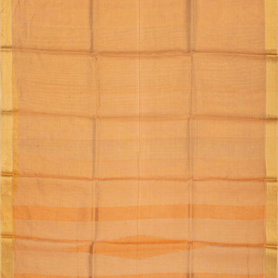 Orange Blended Tussar Tissue Saree With Zari Border-Orange