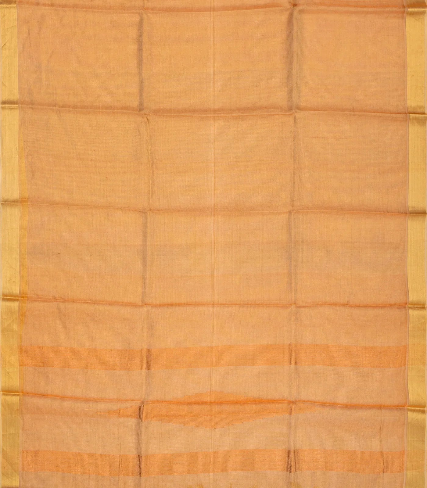Orange Blended Tussar Tissue Saree With Zari Border-Orange