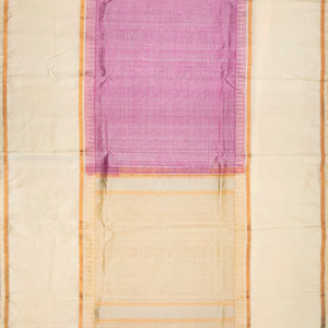 Dusty Pink Handloom Chirala Silk Cotton Saree With Beige Border-Dusty Pink