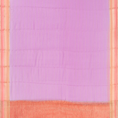Lavender Mysore Chiffon Silk Saree With Zari Stripes-Lavander