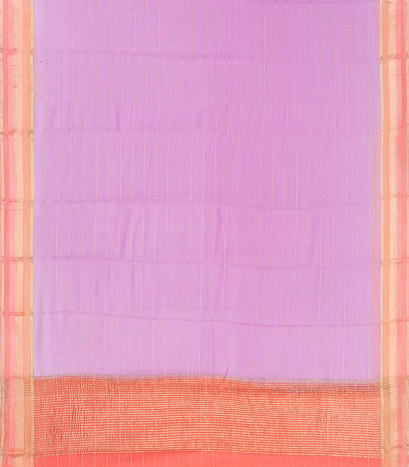 Lavender Mysore Chiffon Silk Saree With Zari Stripes-Lavander