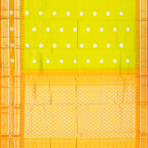 Light Green Handloom Chirala Silk Cotton With Mustard Border-Light Green
