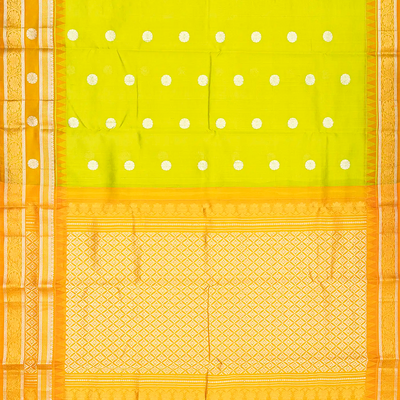 Light Green Handloom Chirala Silk Cotton With Mustard Border-Light Green