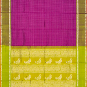 Pink Handloom Chirala Silk Cotton With Checks-Pink