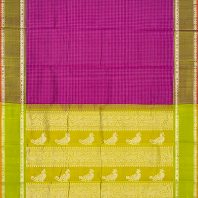 Pink Handloom Chirala Silk Cotton With Checks-Pink