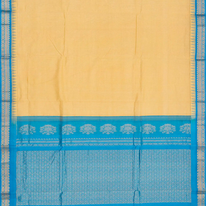 Sandal Handloom Chirala Silk Cotton With Blue Border-Sandal