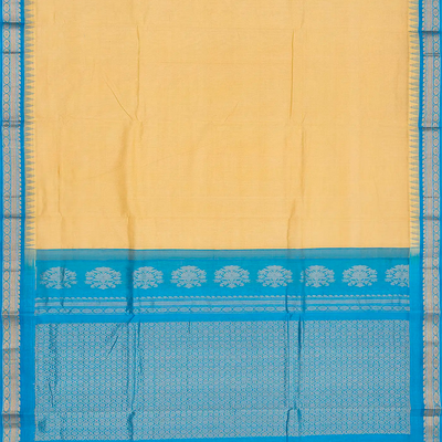 Sandal Handloom Chirala Silk Cotton With Blue Border-Sandal