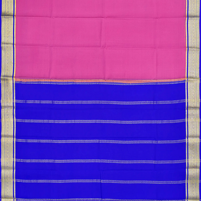 Light Peach Mysore Plain Crepe Silk Saree With Blue Border-Light Peach