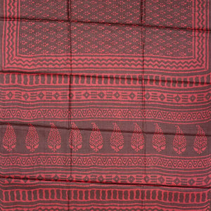 Dark Grey Handloom Tussar Silk Saree With Printed Floral Motifs-Dark Grey