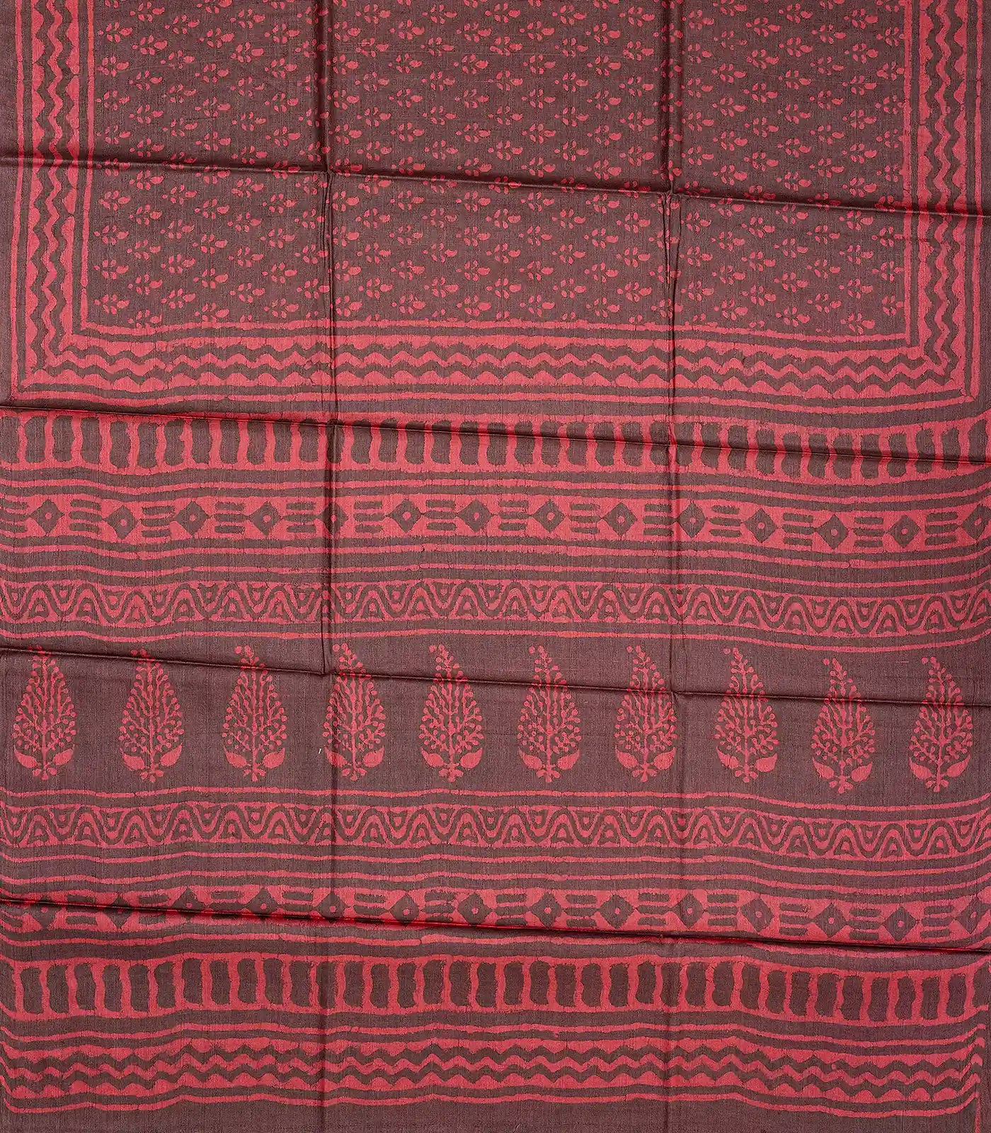 Dark Grey Handloom Tussar Silk Saree With Printed Floral Motifs-Dark Grey