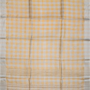 Gold Blended Tussar Tissue Saree With Checks-Gold