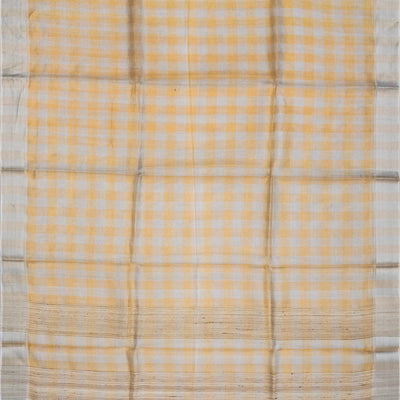 Gold Blended Tussar Tissue Saree With Checks-Gold