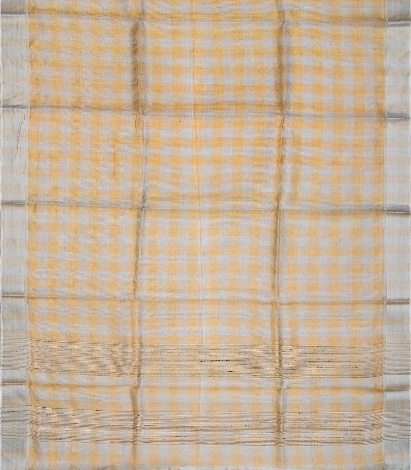 Gold Blended Tussar Tissue Saree With Checks-Gold