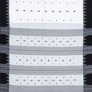 White Handwoven Chirala Saree With Temple Border-White