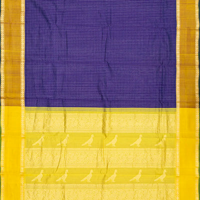 Violet Handloom Chirala Silk Cotton With Checks-Violet