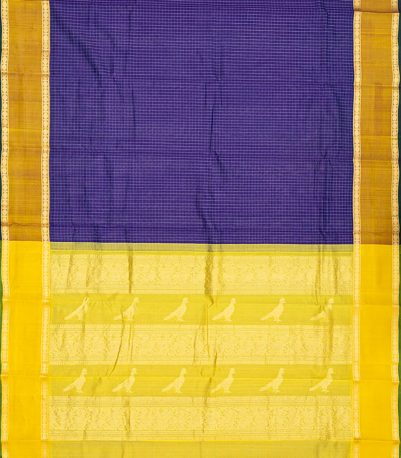 Violet Handloom Chirala Silk Cotton With Checks-Violet