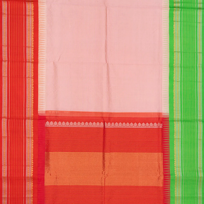 Dusty Pink Handloom Chirala Silk Cotton Saree With Checks-Dusty Pink