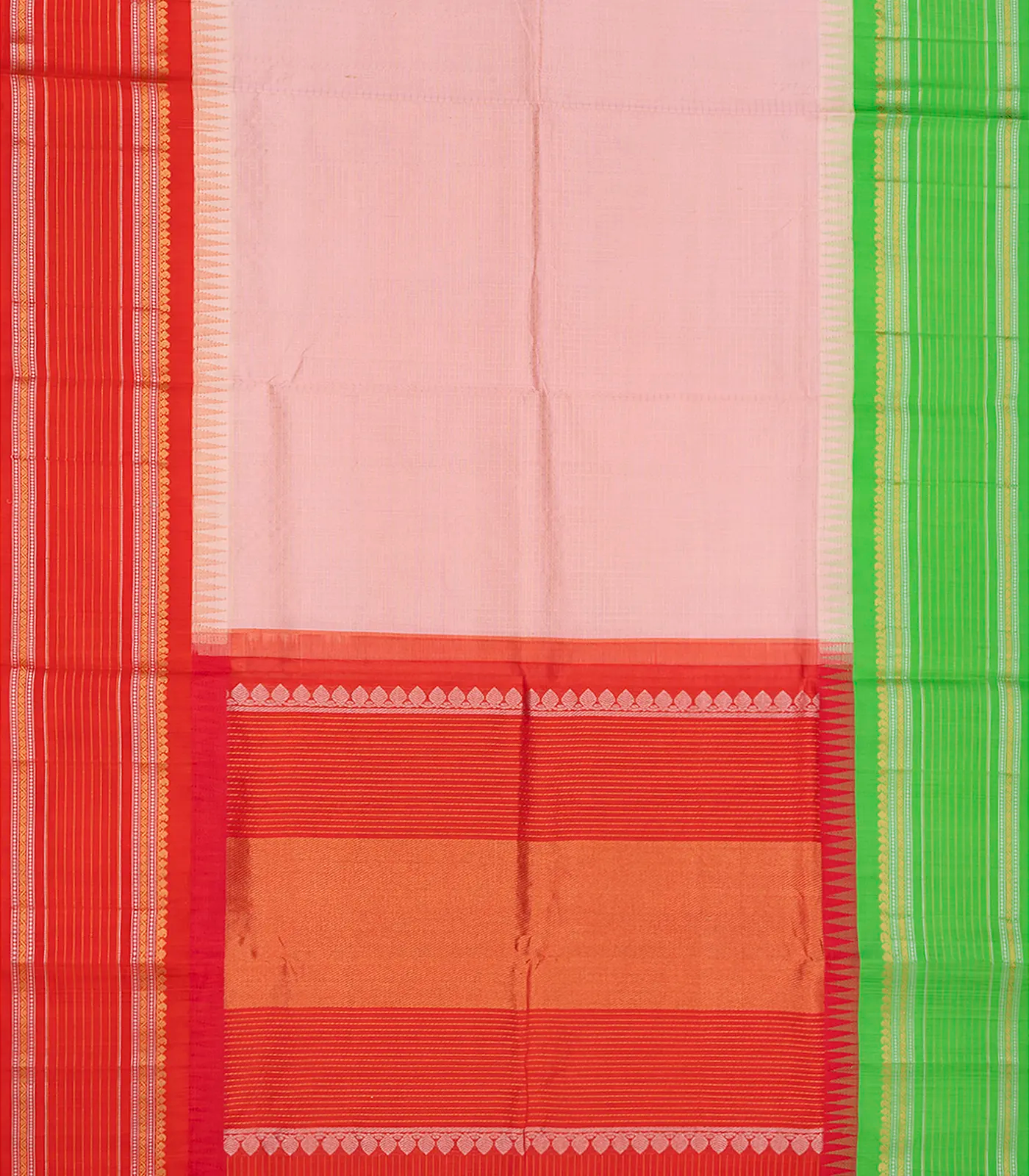 Dusty Pink Handloom Chirala Silk Cotton Saree With Checks-Dusty Pink