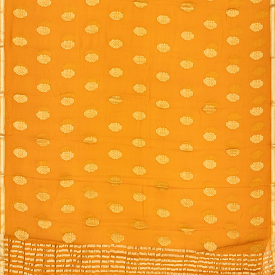 Mango Yellow Mysore Chiffon Silk Saree With Floral Motifs-Mango Yellow