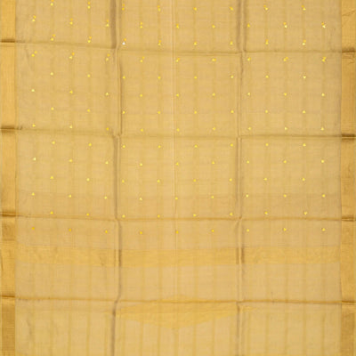 Gold Blended Tussar Tissue Saree With Buttas-Gold