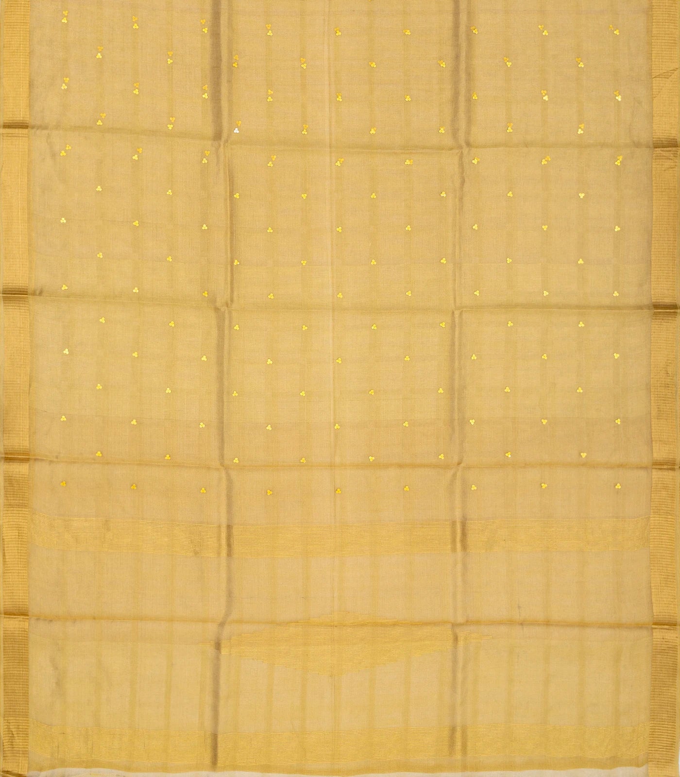 Gold Blended Tussar Tissue Saree With Buttas-Gold