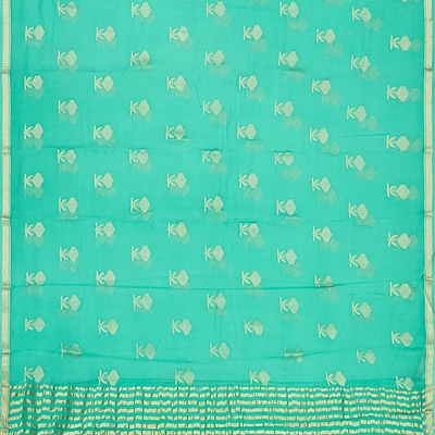 Aquamarine Woven Mysore Chiffon Silk Saree With Floral Motifs-Aquamarine
