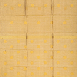 Beige Blended Tussar Tissue Saree With Coin Buttas-Beige