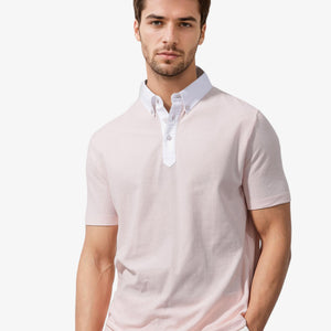 Rare Rabbit Mens Parma-2 Pastel Pink Short Sleeve Solid Polo T-Shirt