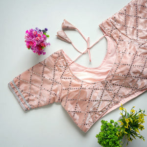 Peach Color metalic Jimmy Choo Blouse with Exquisite Sequence Embroidery