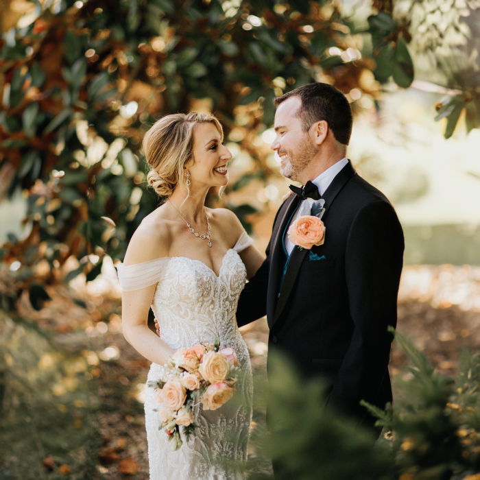Peach Rose Garden Summer Wedding