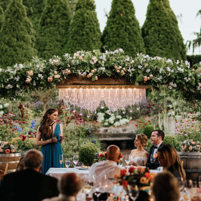 Peach Rose Garden Summer Wedding