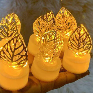 Multiple Shaped Golden Smokeless Candles (Pack Of 12)