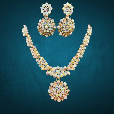 Elegant Artificial Diamond Jewellery Set🤩 (1 Necklace - 2 Earrings)