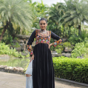 Black Designer Printed Kurti