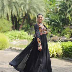 Black Designer Printed Kurti