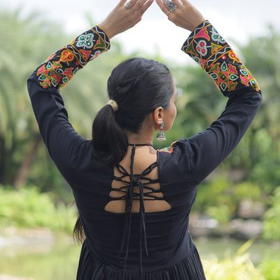 Black Designer Printed Kurti