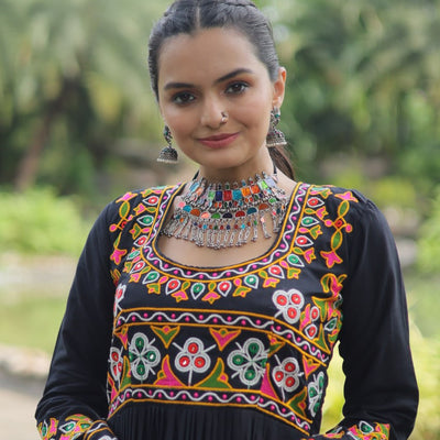 Black Designer Printed Kurti