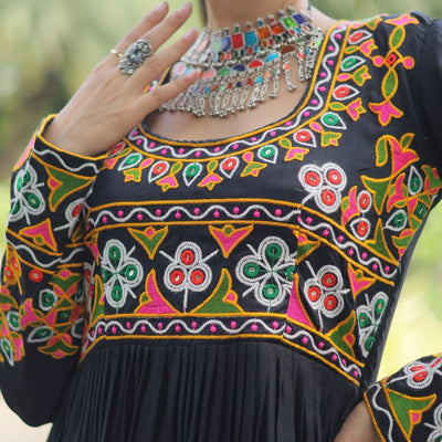 Black Designer Printed Kurti