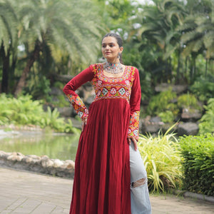 Maroon Designer Printed  Kurti