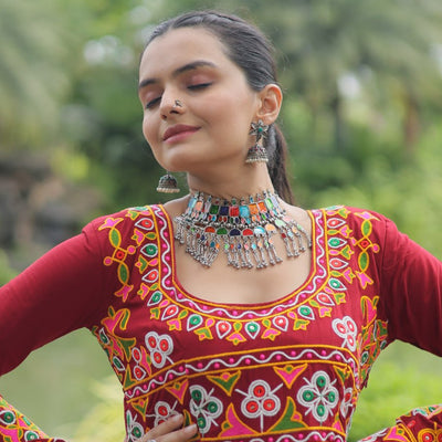 Maroon Designer Printed  Kurti