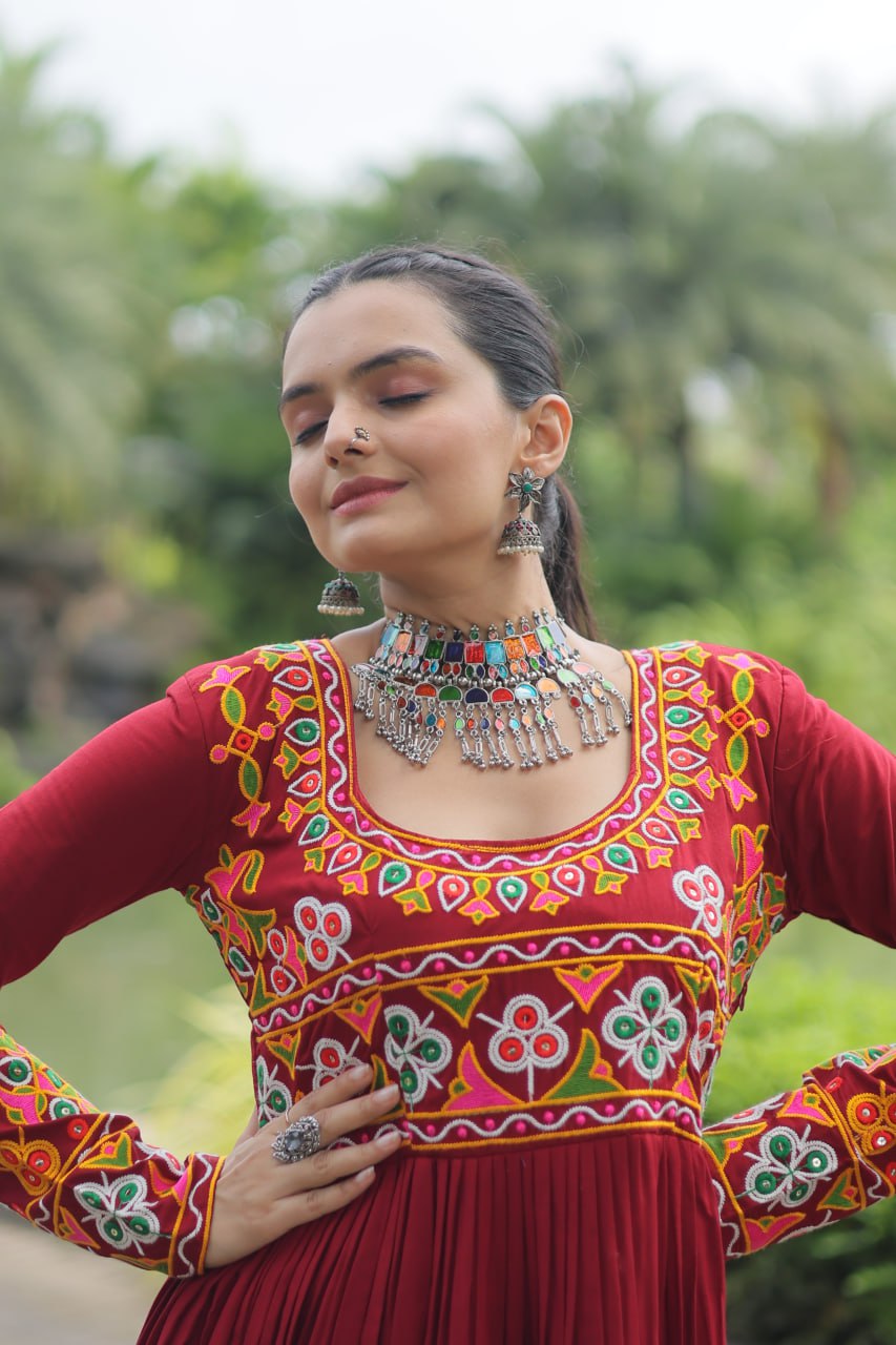 Maroon Designer Printed  Kurti