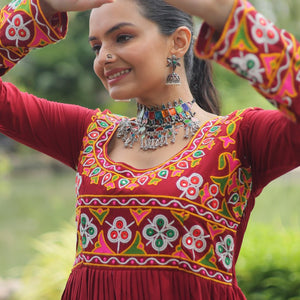 Maroon Designer Printed  Kurti