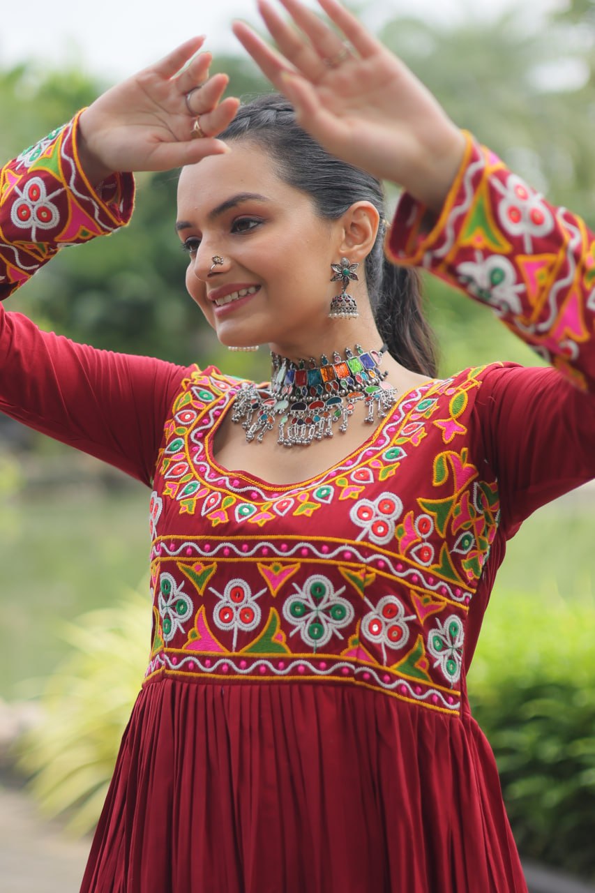 Maroon Designer Printed  Kurti